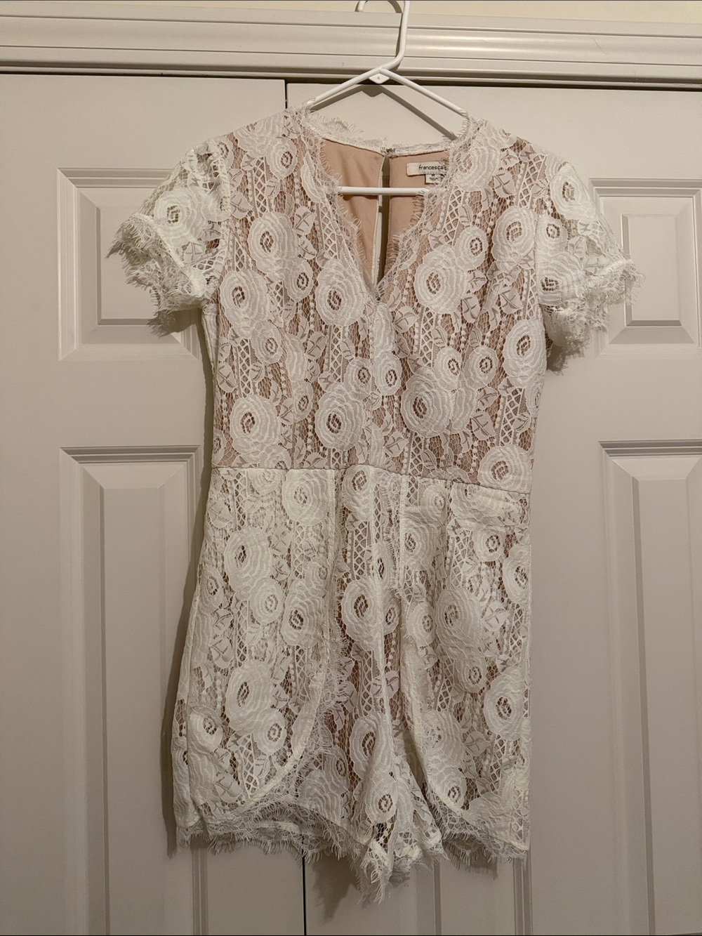 Francesca's Collections White Lace Romper Jumpsuit